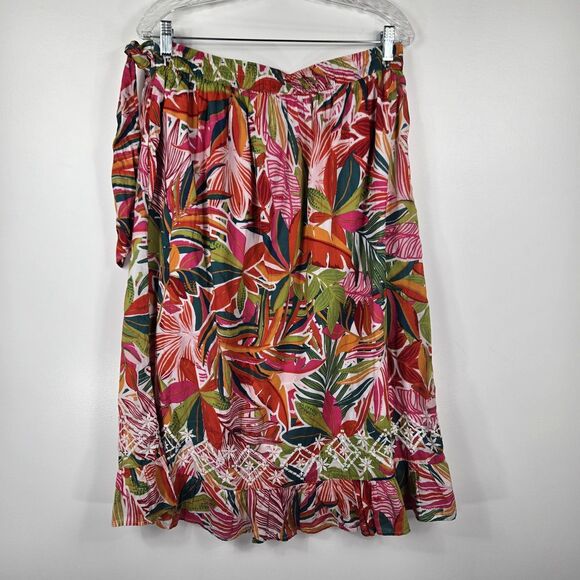 C&C California Women's Size XL Floral Faux Wrap Midi Skirt Embroidery - Picture 4 of 5